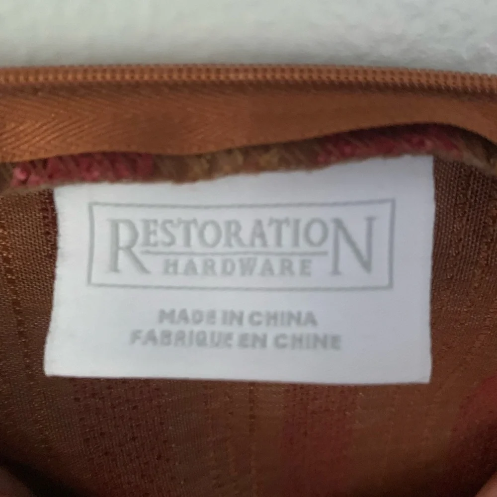Burgundy/Red/Tan/Gold Restoration Hardware 2 Pillow Cvr in excellent Conditions